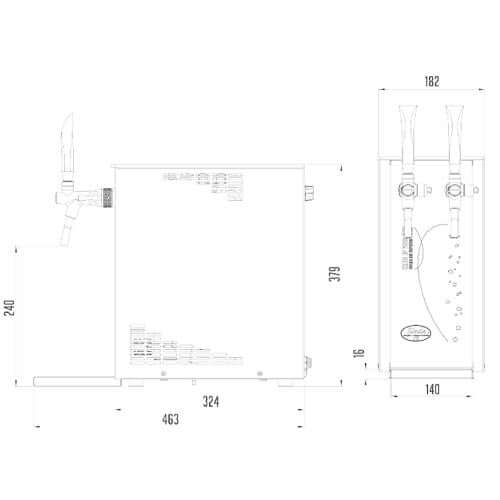 The Beverage Cooling Company - Lindr 25K Exclusive double tap portable wine cooler dimensions