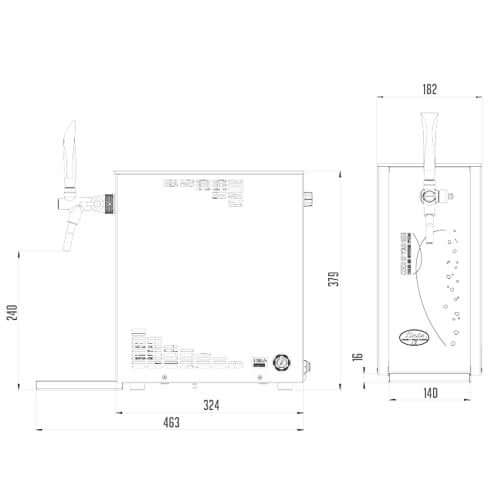 The Beverage Cooling Company - Lindr 25K Exclusive single tap portable wine cooler dimensions