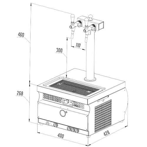 The Beverage Cooling Company - Lindr 55K Greenline portable beer wine and cocktail cooler dimensions