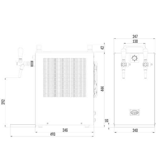 The Beverage Cooling Company - Lindr 70K portable beer wine and cocktail cooler dimensions