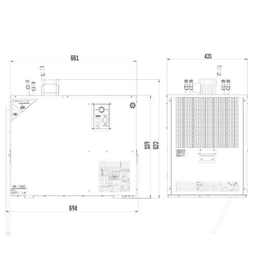 The Beverage Cooling Company - Lindr AS-200 under counter beer and wine cooler Dimensions