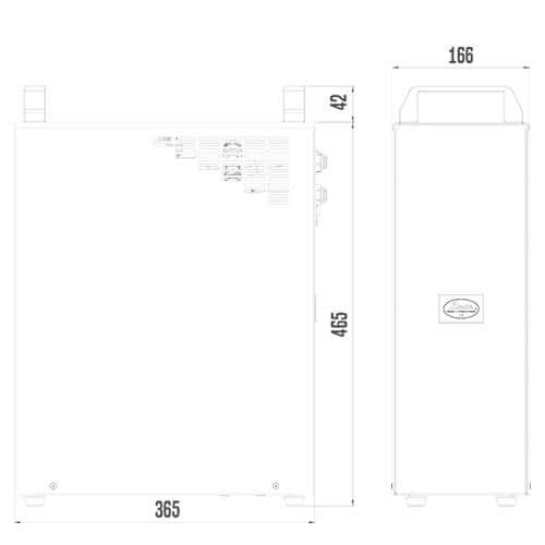 The Beverage Cooling Company - Lindr External Water Carbonator 200L / Sparkling Water Maker (dimensions)