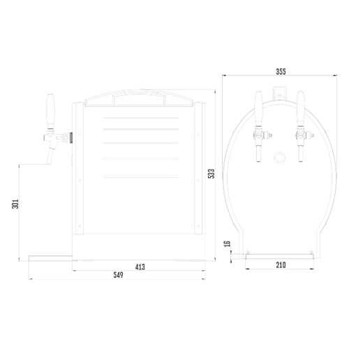 The Beverage Cooling Company - Lindr Soudek oak wine cooler Dimensions