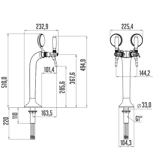 The Beverage Cooling Company - Lindr Chrome cobra font 2 out dimensions