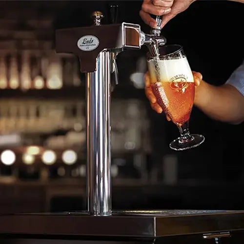 The Beverage Cooling Company Lindr 55K with hand pouring beer into glass