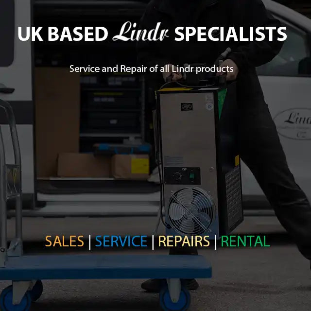 Beverage Cooling Company banner for mobile showing van and man loading Lindr beer cooler onto trolly banner reads Lindr Servicing and Repairs