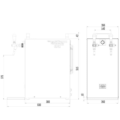 Lindr 155/K portable beer wine and cocktail cooler Dimensions