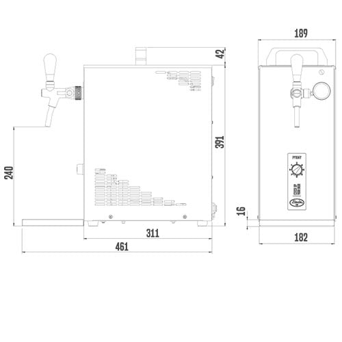 Lindr 35/K portable beer wine and cocktail cooler product dimensions