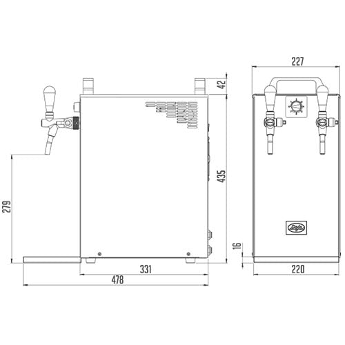 Lindr 40K Greenline portable beer wine and cocktail cooler dimensions