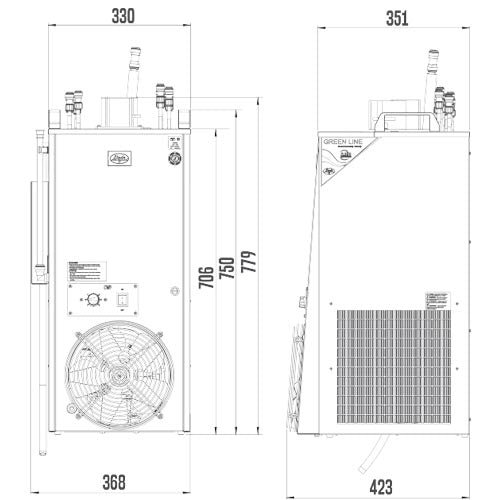 Lindr CWP-200 under counter beer and wine cooler Dimensions