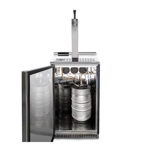 Lindr Combi Cold Bar 50 door open showing keg