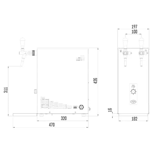 The Beverage Cooling Company Lindr SODA 25 portable dimensions
